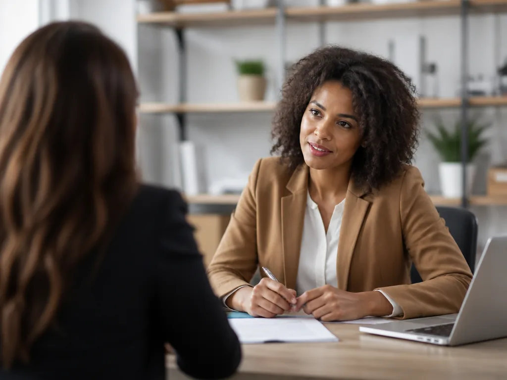 Recruteur échangeant avec un candidat lors d’un entretien dans le secteur de la santé