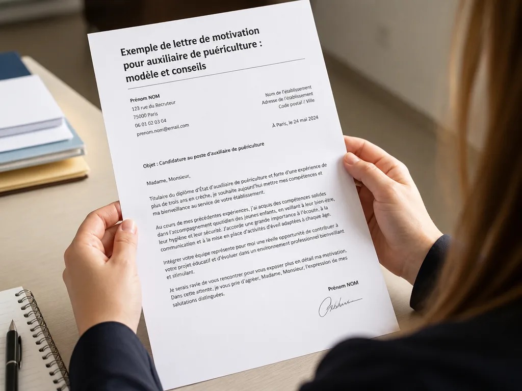 Exemple de lettre de motivation pour auxiliaire de puériculture : modèle et conseils