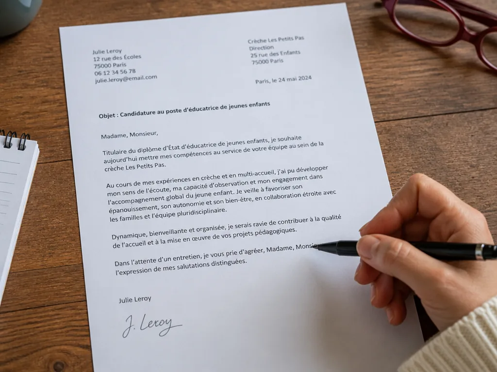 Exemple de lettre de motivation éducateur de jeunes enfants